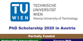 Vienna University of Technology PhD Scholarship 2020 in Austria