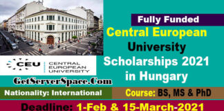Central European University Scholarships 2021 in Hungary For BS, MS & PhD [Fully Funded]