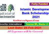 Islamic Development Bank Scholarships 2021 For Foreigner's [Fully Funded]