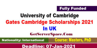 University of Cambridge Gates Cambridge Scholarships 2021 In UK[Fully Funded]