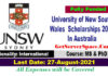 University of New South Wales Graduate Scholarships 2021 In Australia