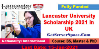 Lancaster University Scholarship 2021 in UK for International Students[Fully Funded]