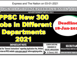PPSC New 300 Jobs in Different Departments 2021[Government Jobs]