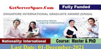 Singapore International Graduate Awards (SINGA) 2022 [Fully Funded]