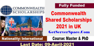 Commonwealth Shared Scholarships 2021 in UK [Fully Funded]
