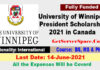 University of Winnipeg President Scholarship 2021 in Canada Fully Funded