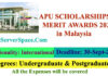 APU International Merit Scholarships 2021 in Malaysia Funded