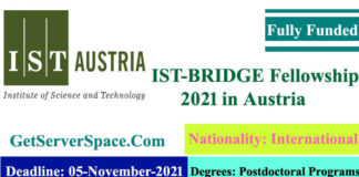 IST-BRIDGE fully funded fellowship 2021 in Austria