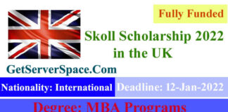 Skoll MBA Fully Funded Scholarship 2022 in the UK