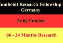 Humboldt Research Fully Funded Fellowship in Germany 2023