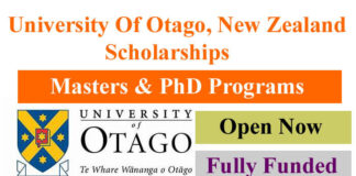 University Of Otago, New Zealand Fully Funded Scholarships 2022