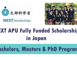 MEXT APU Fully Funded Scholarships 2023 in Japan