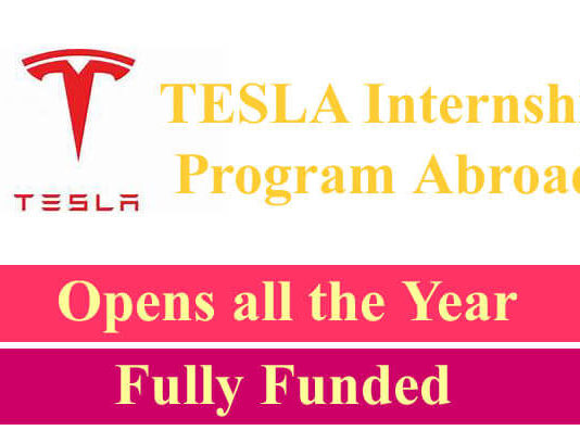 TESLA Fully Funded Internship Program 2022 Abroad